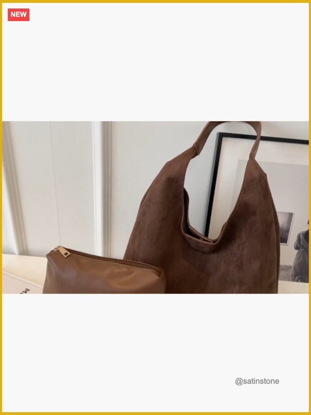 Faux Suede Large Capacity Tote Bag for Women Everyday Purse - Picture 7 of 7